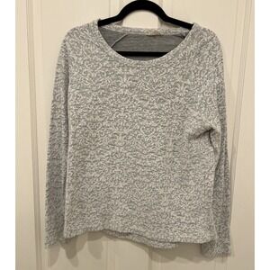 Jane And Delancey Long Sleeve Sweater Grey And White Paisley Size Large